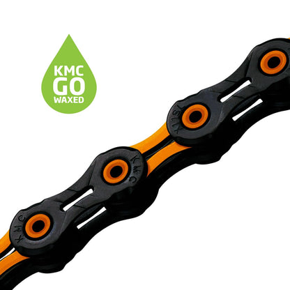 KMC DLC 11 Black/Orange Waxed 118L chain