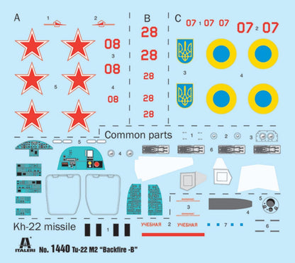 Italeri 1440 1:72 Tu-22M2 Backfire B - Modellbau, Bausatz, Standmodellbau, Basteln, Hobby, Kleben, Plastikbausatz, detailgetreu, Mehrfarbig