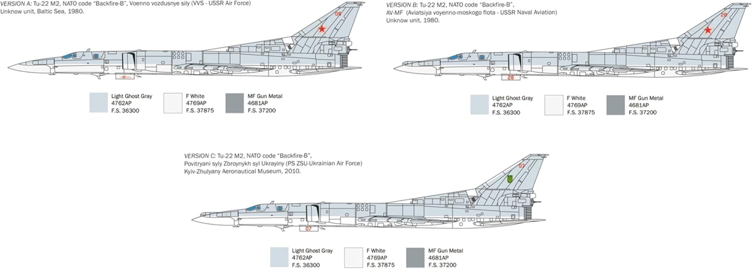 Italeri 1440 1:72 Tu-22M2 Backfire B - Modellbau, Bausatz, Standmodellbau, Basteln, Hobby, Kleben, Plastikbausatz, detailgetreu, Mehrfarbig