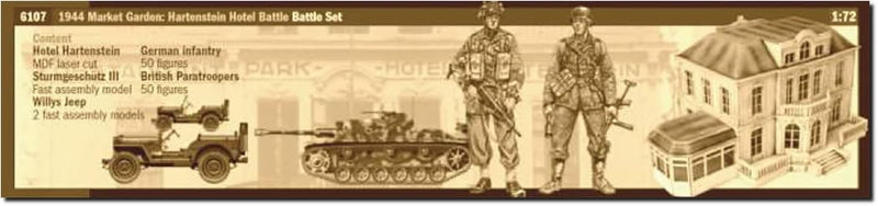 Italeri 6107 1:72 Operation Market Garden Hartenstein Model Building Kit, Standing Model Building, Crafts, Hobby, Gluing, Plastic Kit, Detailed, Unpainted