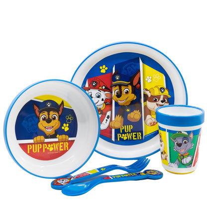 Stor 5-Piece Microwave Safe Plastic Premium Bicolor Paw Patrol Dinnerware Set Multicolor