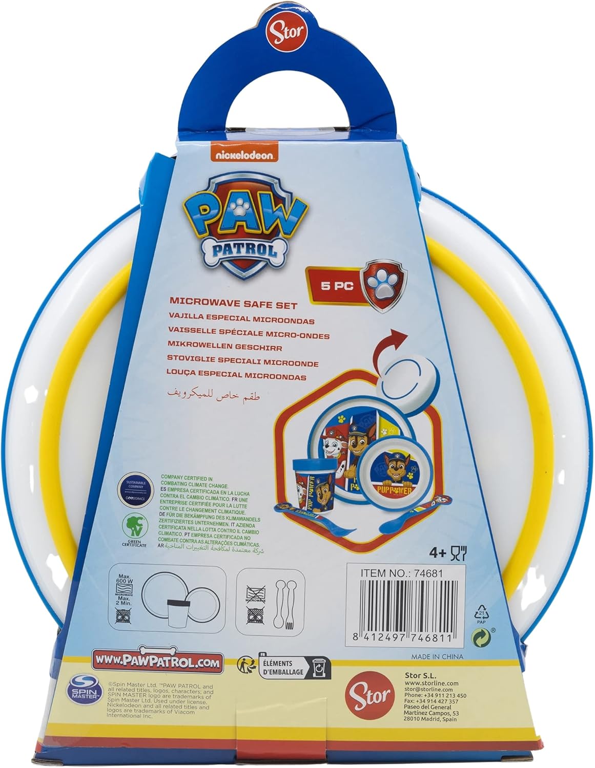Stor 5-Piece Microwave Safe Plastic Premium Bicolor Paw Patrol Dinnerware Set Multicolor