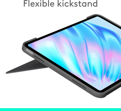 Logitech Combo Touch iPad Air 11-inch (M2), iPad Air (4th & 5th gen - 2020, 2022)(2024) Keyboard Case - Detachable backlit keyboard with kickstand, QWERTY UK English Layout - Grey