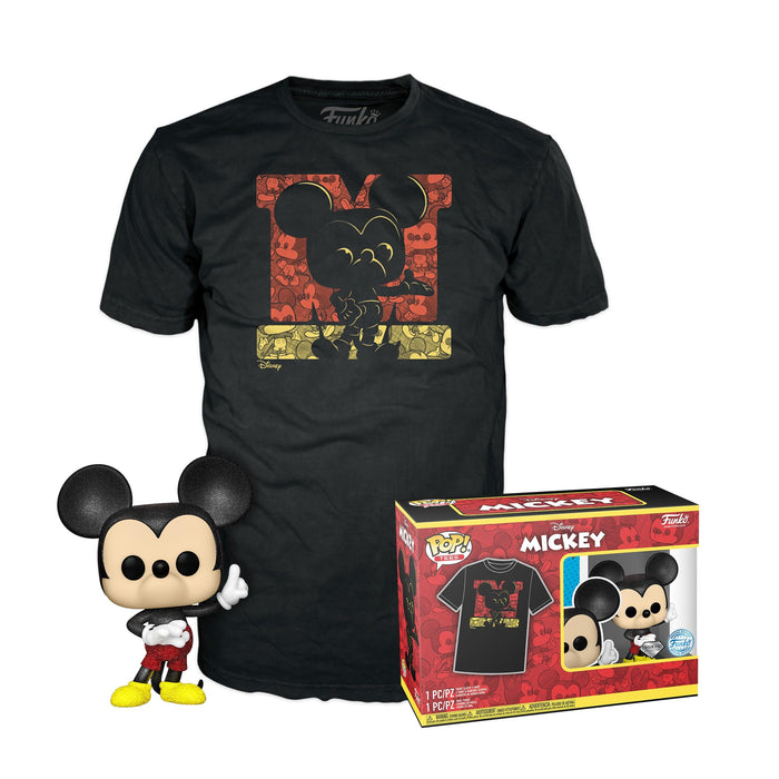 Funko POP! & Tee: Disney - Mickey Mouse - Diamond Glitter - Extra Large - (XL) - T-Shirt - Clothes With Collectable Vinyl Figure - Gift Idea - Toys and Short Sleeve Top for Adults Unisex Men