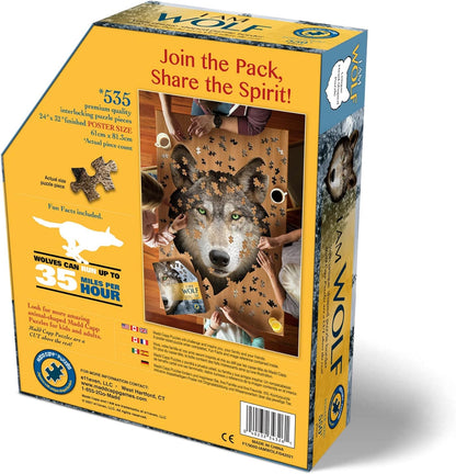 Madd Capp Puzzles - I AM Wolf - 550 Pieces - Animal Shaped Jigsaw Puzzle