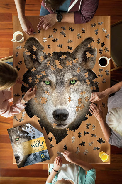 Madd Capp Puzzles - I AM Wolf - 550 Pieces - Animal Shaped Jigsaw Puzzle
