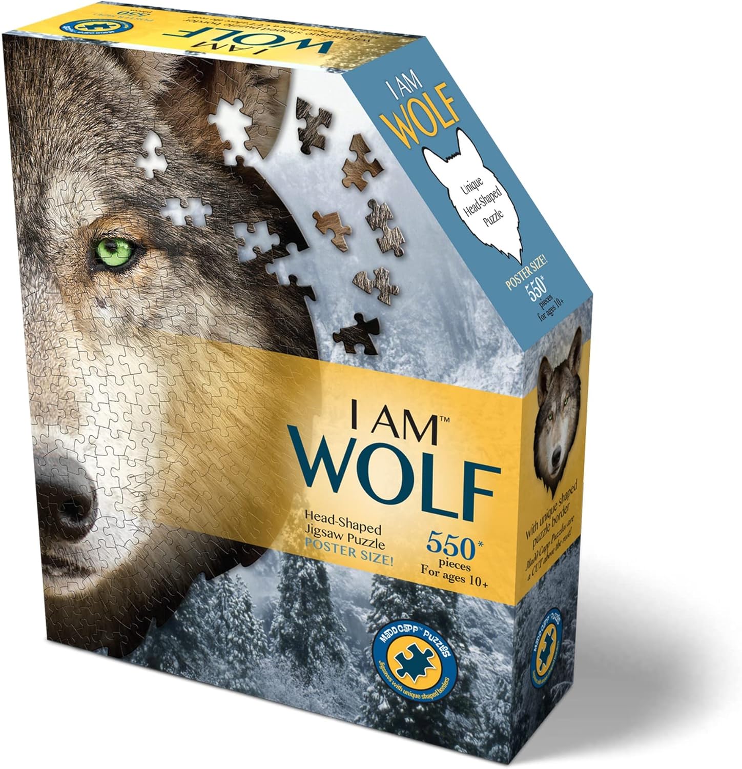 Madd Capp Puzzles - I AM Wolf - 550 Pieces - Animal Shaped Jigsaw Puzzle