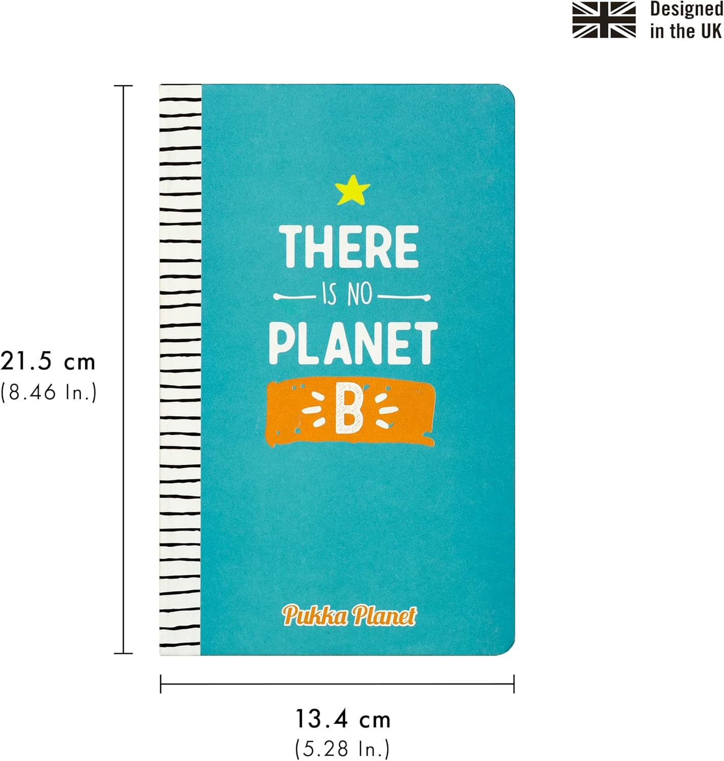 Pukka Pad, Pukka Planet A5 Soft Cover Notebook – Casebound Journal - 192 Pages of 8mm Ruled 90GSM Paper – Feature Acid-Free, Vegan Inks and Recycled Paper, 21.5 x 13.4cm