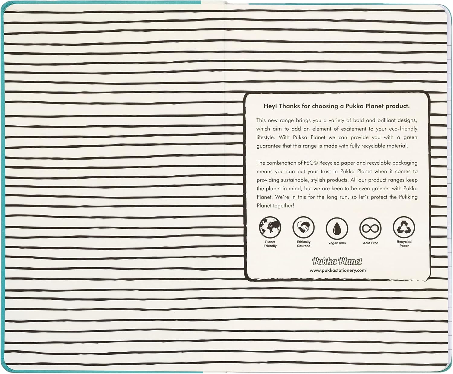 Pukka Pad, Pukka Planet A5 Soft Cover Notebook – Casebound Journal - 192 Pages of 8mm Ruled 90GSM Paper – Feature Acid-Free, Vegan Inks and Recycled Paper, 21.5 x 13.4cm