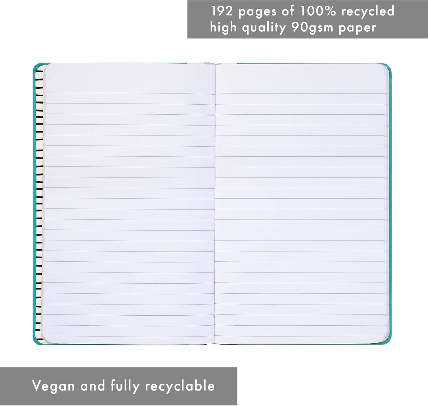 Pukka Pad, Pukka Planet A5 Soft Cover Notebook – Casebound Journal - 192 Pages of 8mm Ruled 90GSM Paper – Feature Acid-Free, Vegan Inks and Recycled Paper, 21.5 x 13.4cm