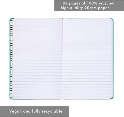 Pukka Pad, Pukka Planet A5 Soft Cover Notebook – Casebound Journal - 192 Pages of 8mm Ruled 90GSM Paper – Feature Acid-Free, Vegan Inks and Recycled Paper, 21.5 x 13.4cm
