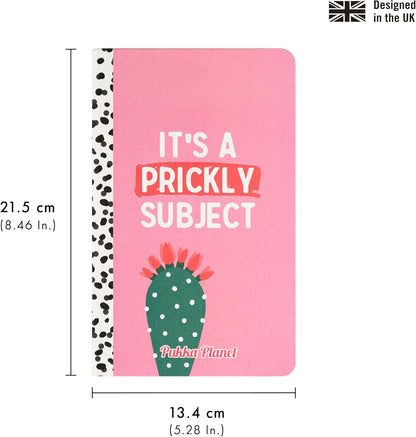 Pukka Pad, Pukka Planet A5 Soft Cover Notebook – Casebound Journal - 192 Pages of 8mm Ruled 90GSM Paper – Feature Acid-Free, Vegan Inks and Recycled Paper, 21.5 x 13.4cm - Prickly Subject