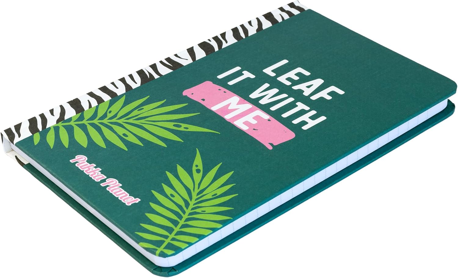 Pukka Pad, Pukka Planet A5 Soft Cover Notebook – Casebound Journal with 192 Pages of 8mm Ruled 90GSM Paper – Feature Acid-Free, Vegan Inks and Glue with Recycled Paper, 21.5 x 13.4cm - Leaf It