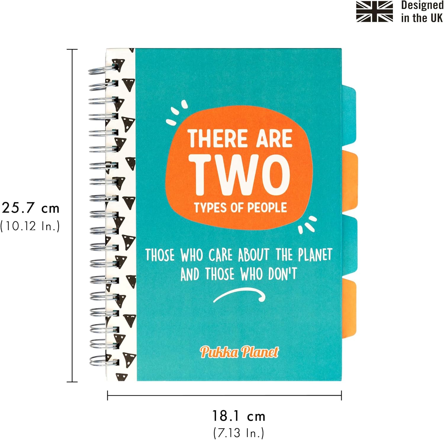 Pukka Pad, Pukka Planet B5 Project Book 2-Pack with Repositionable Dividers - 5-Subject Double Spiral Bound Notebook with 100% Recycled Paper, Recyclable After Use – 25.7 x 18.1cm