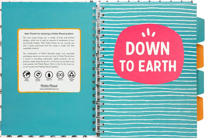 Pukka Pad, Pukka Planet B5 Project Book 2-Pack with Repositionable Dividers - 5-Subject Double Spiral Bound Notebook with 100% Recycled Paper, Recyclable After Use – 25.7 x 18.1cm