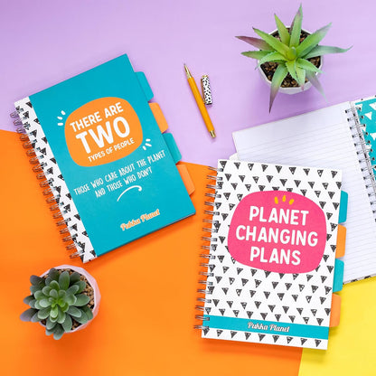 Pukka Pad, Pukka Planet B5 Project Book 2-Pack with Repositionable Dividers - 5-Subject Double Spiral Bound Notebook with 100% Recycled Paper, Recyclable After Use – 25.7 x 18.1cm