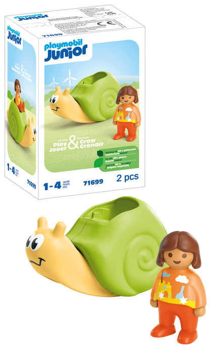PLAYMOBIL 71699 JUNIOR: Rocking Snail with Rattle Feature, early learning toys with rattle feature, made from over 90% plant-based plastics, gifting toy, playsets suitable for children ages 12 months+