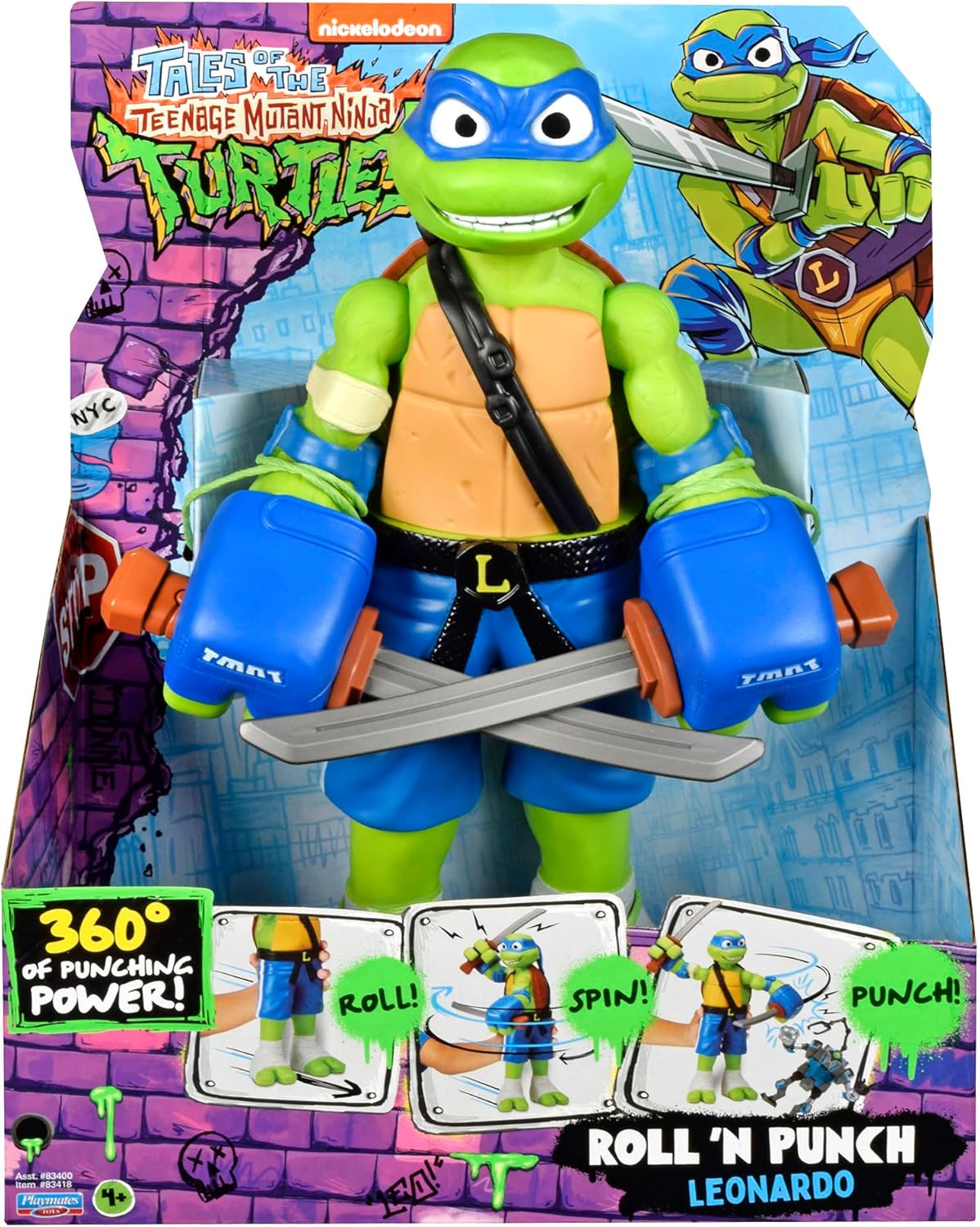Teenage Mutant Ninja Turtles 83418CO Tales Giant Roll N Leonardo. Unleash Powerful Punching Action 12-Inch Scale Figure for TMNT Fans of All Ages, Multicolour