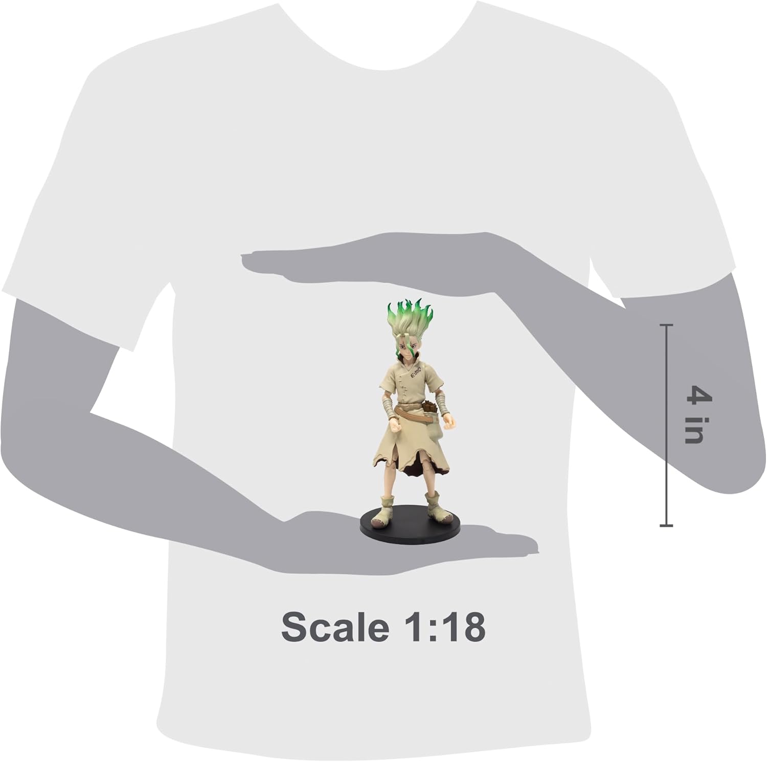 Boss Fight Studio Dr. Stone Senku Action Figure – Highly Articulate Collectible Figurine with Accessories Including Alternate Heads and Hands, Ramen, Sextant, Axe, Bottles, and Flasks – 4” Scale Senku Ishigami
