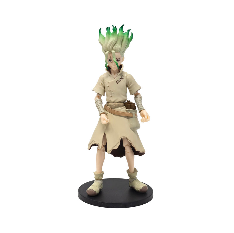 Boss Fight Studio Dr. Stone Senku Action Figure – Highly Articulate Collectible Figurine with Accessories Including Alternate Heads and Hands, Ramen, Sextant, Axe, Bottles, and Flasks – 4” Scale Senku Ishigami