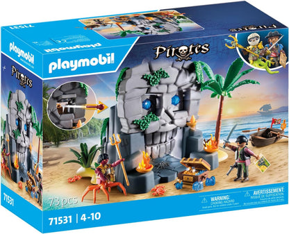 PLAYMOBIL Pirates 71531 Totenkopfinsel, spannungsgeladenes Abenteuer auf der Kristallschädel-Insel, inklusive Piratenfigur und gefährlichem Krabbenmann, detailreiches Spielzeug für Kinder ab 4 Jahren