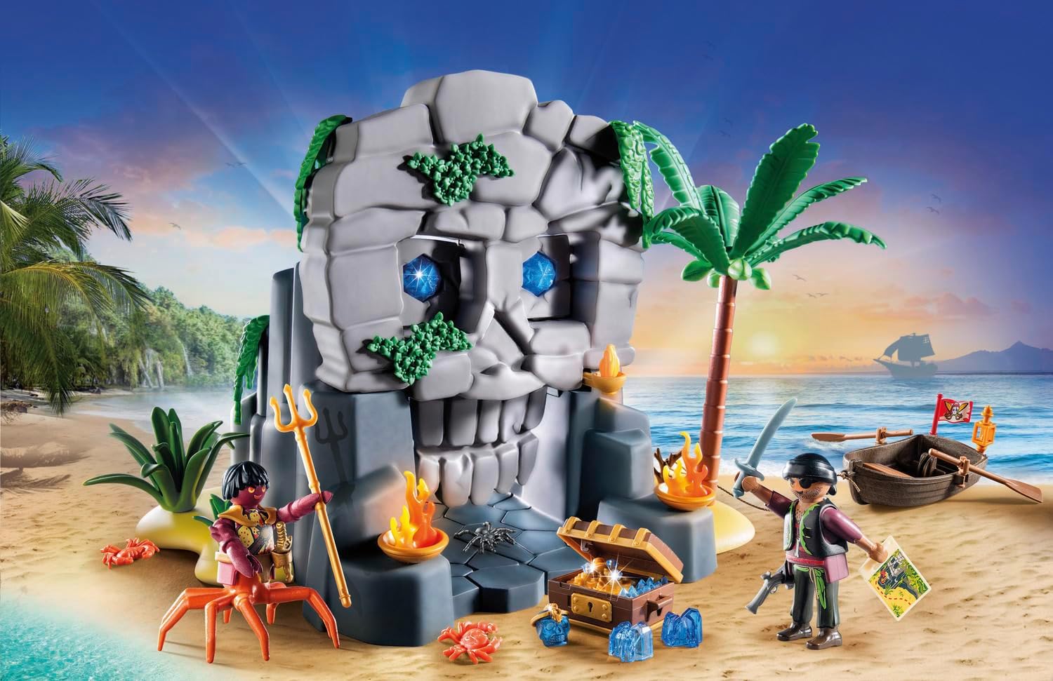 PLAYMOBIL Pirates 71531 Totenkopfinsel, spannungsgeladenes Abenteuer auf der Kristallschädel-Insel, inklusive Piratenfigur und gefährlichem Krabbenmann, detailreiches Spielzeug für Kinder ab 4 Jahren