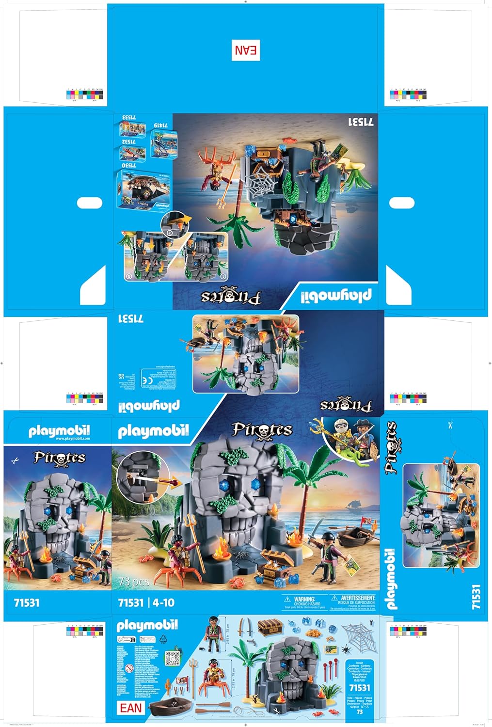 PLAYMOBIL Pirates 71531 Totenkopfinsel, spannungsgeladenes Abenteuer auf der Kristallschädel-Insel, inklusive Piratenfigur und gefährlichem Krabbenmann, detailreiches Spielzeug für Kinder ab 4 Jahren