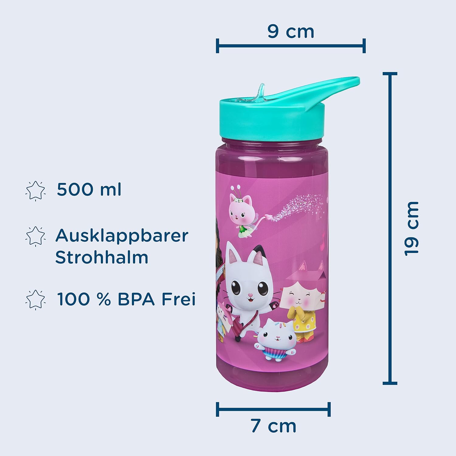 Scooli - Set di stoviglie per Bambini Gabby's Dollhouse - Set Composto da Cestino per Il Pranzo e biberon - Ideale per la Scuola o l'asilo - per Bambini dai 4 Anni - in plastica - Senza BPA