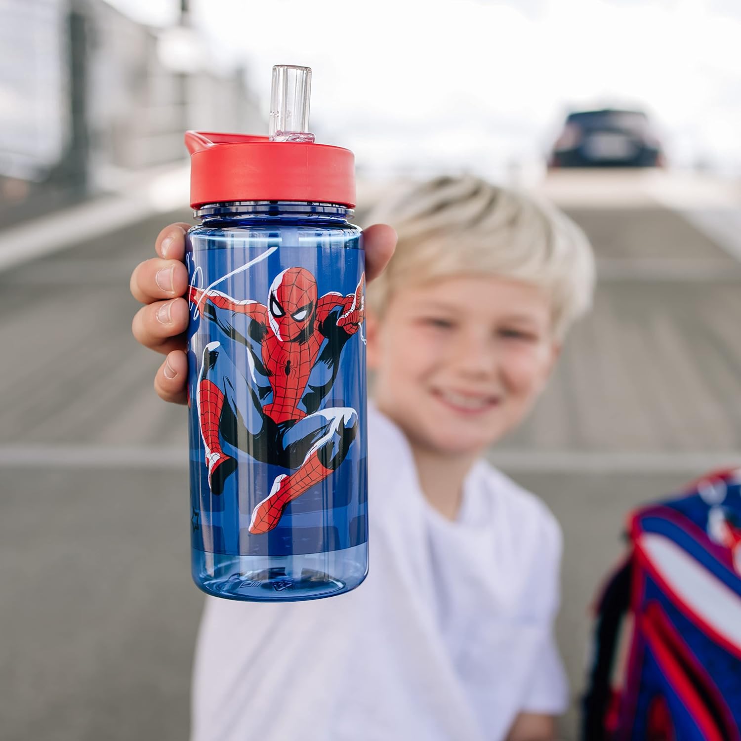 Scooli - Set di stoviglie per Bambini Spider Man - Set Composto da Cestino per Il Pranzo e biberon - Ideale per la Scuola o l'asilo - per Bambini dai 4 Anni - in plastica - Senza BPA