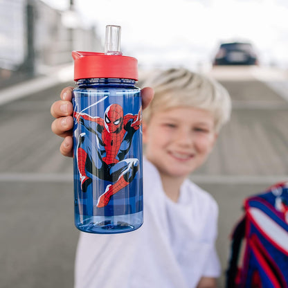 Scooli - Set di stoviglie per Bambini Spider Man - Set Composto da Cestino per Il Pranzo e biberon - Ideale per la Scuola o l'asilo - per Bambini dai 4 Anni - in plastica - Senza BPA