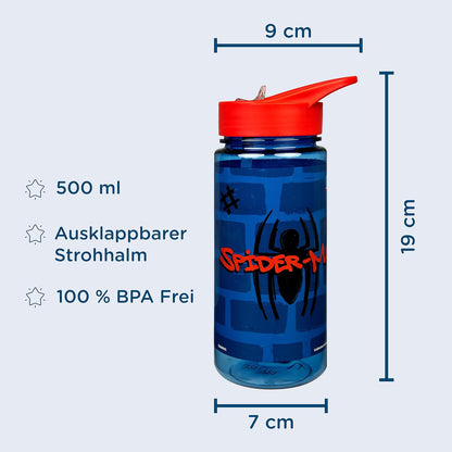 Scooli - Set di stoviglie per Bambini Spider Man - Set Composto da Cestino per Il Pranzo e biberon - Ideale per la Scuola o l'asilo - per Bambini dai 4 Anni - in plastica - Senza BPA