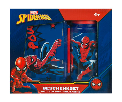 Scooli - Set di stoviglie per Bambini Spider Man - Set Composto da Cestino per Il Pranzo e biberon - Ideale per la Scuola o l'asilo - per Bambini dai 4 Anni - in plastica - Senza BPA