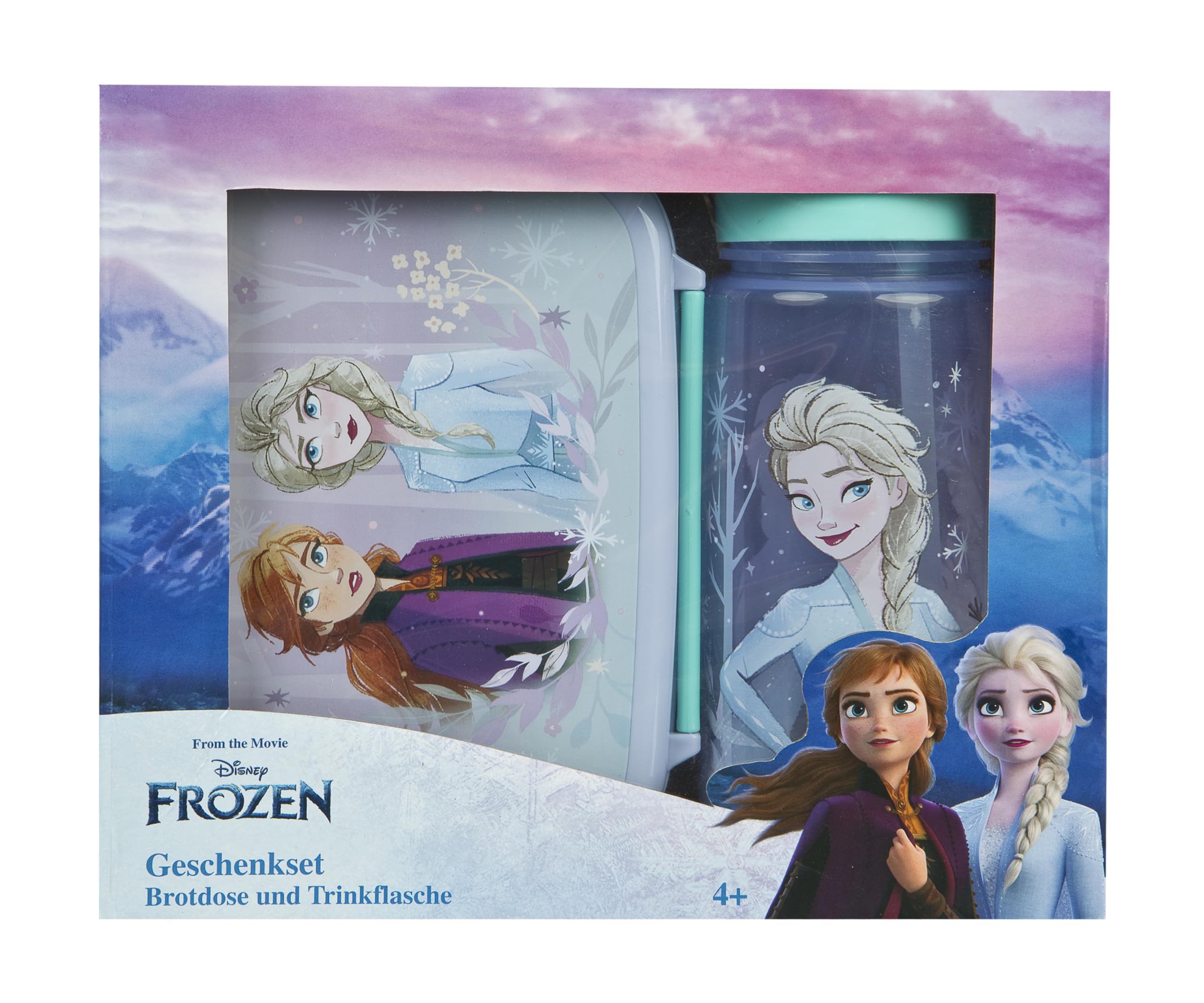 Scooli - Set di stoviglie per Bambini Disney Frozen - Set Composto da Cestino per Il Pranzo e biberon - Ideale per la Scuola o l'asilo - per Bambini a Partire da 4 Anni - in plastica - BPA Free