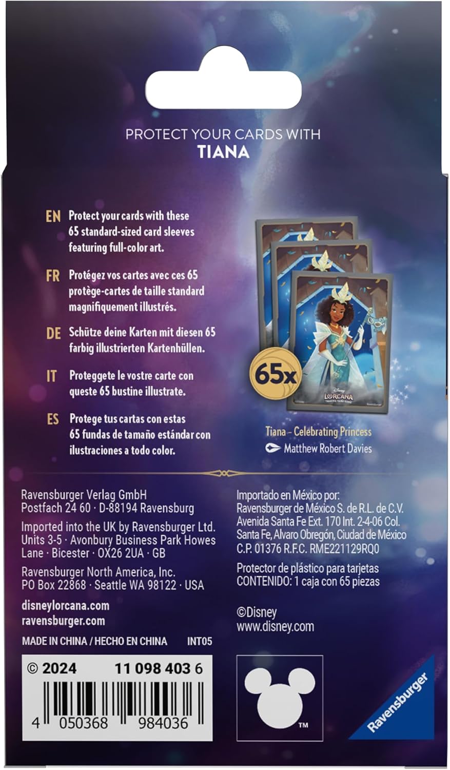 Ravensburger Disney Lorcana TCG Trading Adults and Kids 8 Years Up - Tiana 65 Protective Card Sleeves - Set 5: Shimmering Skies