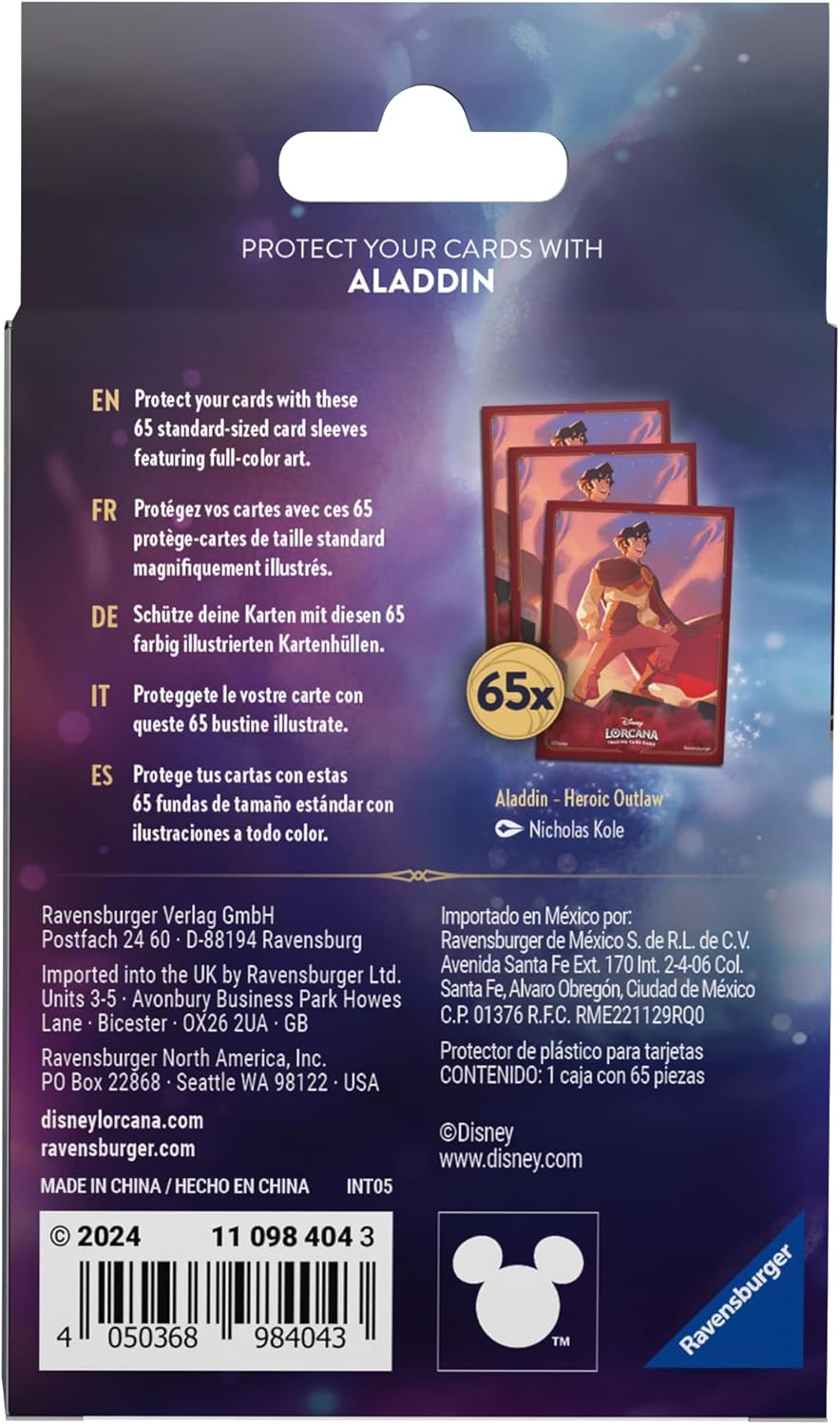 Ravensburger Disney Lorcana TCG Trading Adults and Kids 8 Years Up - Aladdin 65 Protective Card Sleeves - Set 5: Shimmering Skies