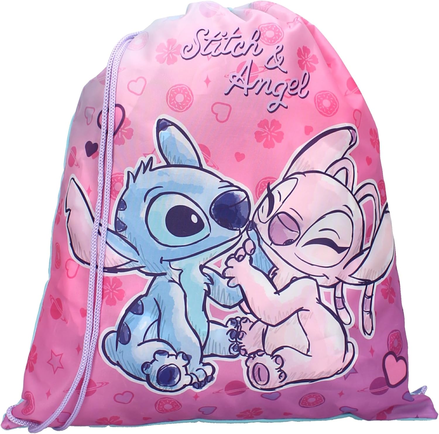 Vadobag Disney Lilo and Stitch – Gym Bag Backpack Gym Bag – Stitch and Angel – Size 44 x 36 cm – Multi-Coloured, multi-coloured, 44 x 36 cm