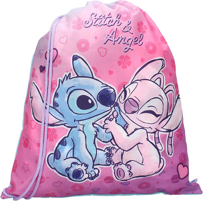 Vadobag Disney Lilo and Stitch – Gym Bag Backpack Gym Bag – Stitch and Angel – Size 44 x 36 cm – Multi-Coloured, multi-coloured, 44 x 36 cm