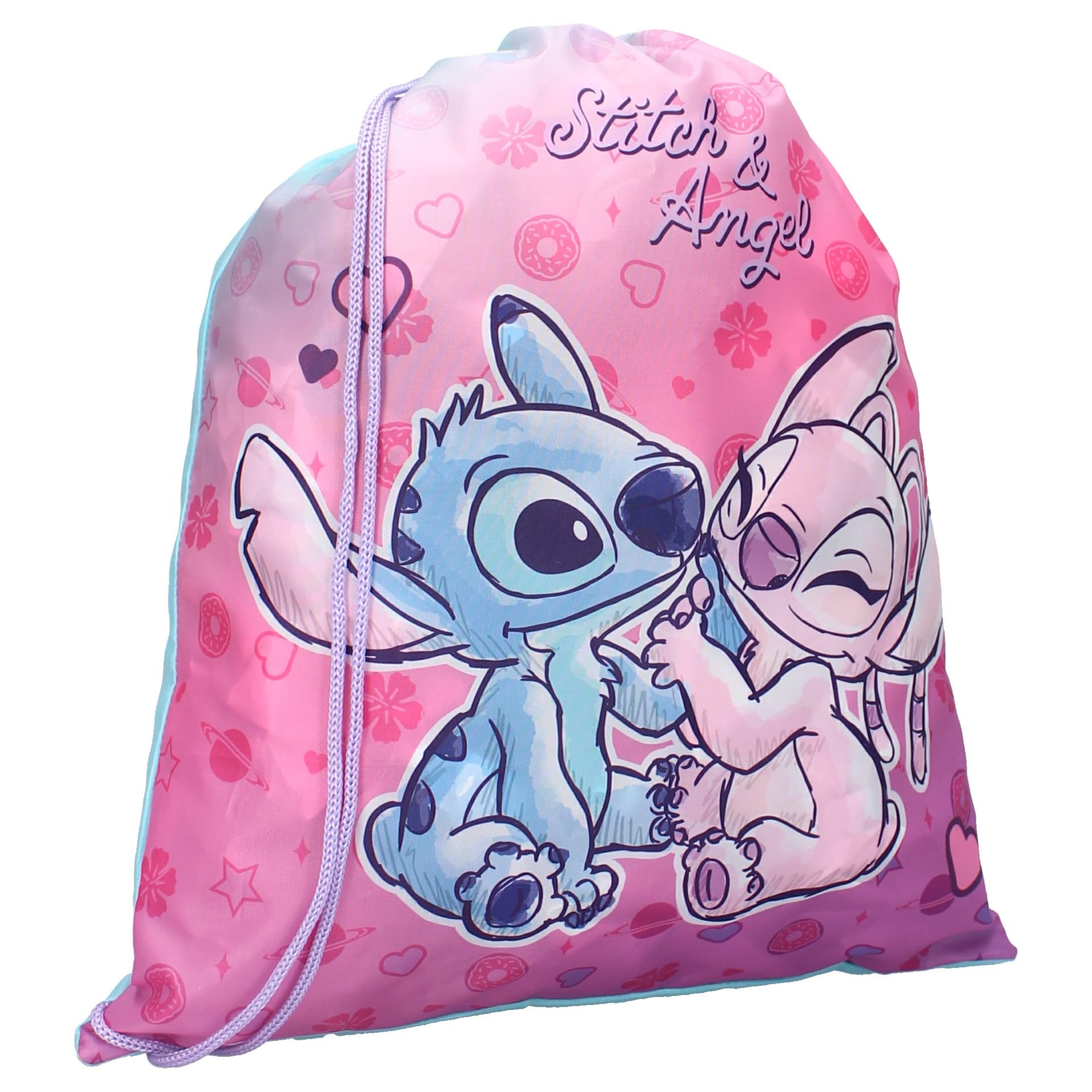 Vadobag Disney Lilo and Stitch – Gym Bag Backpack Gym Bag – Stitch and Angel – Size 44 x 36 cm – Multi-Coloured, multi-coloured, 44 x 36 cm