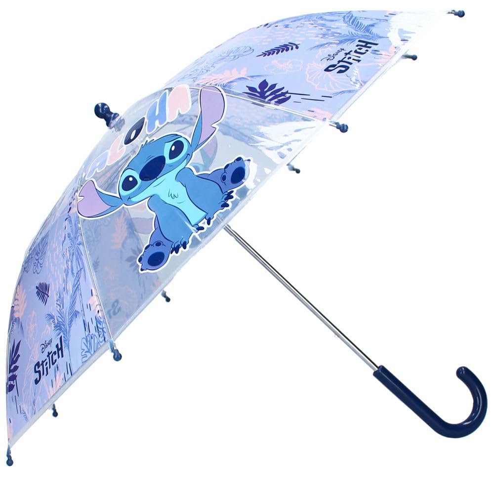 Disney children's umbrella transparent stitchrainy days, Blue, 70,0 cm