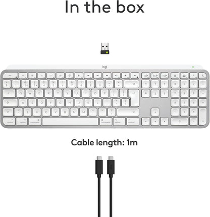 Logitech Master Series Mx Keys S For Mac - Keyboard - Full Size - Backlit - Wireless - Bluetooth Le - Qwerty - Uk - Pale