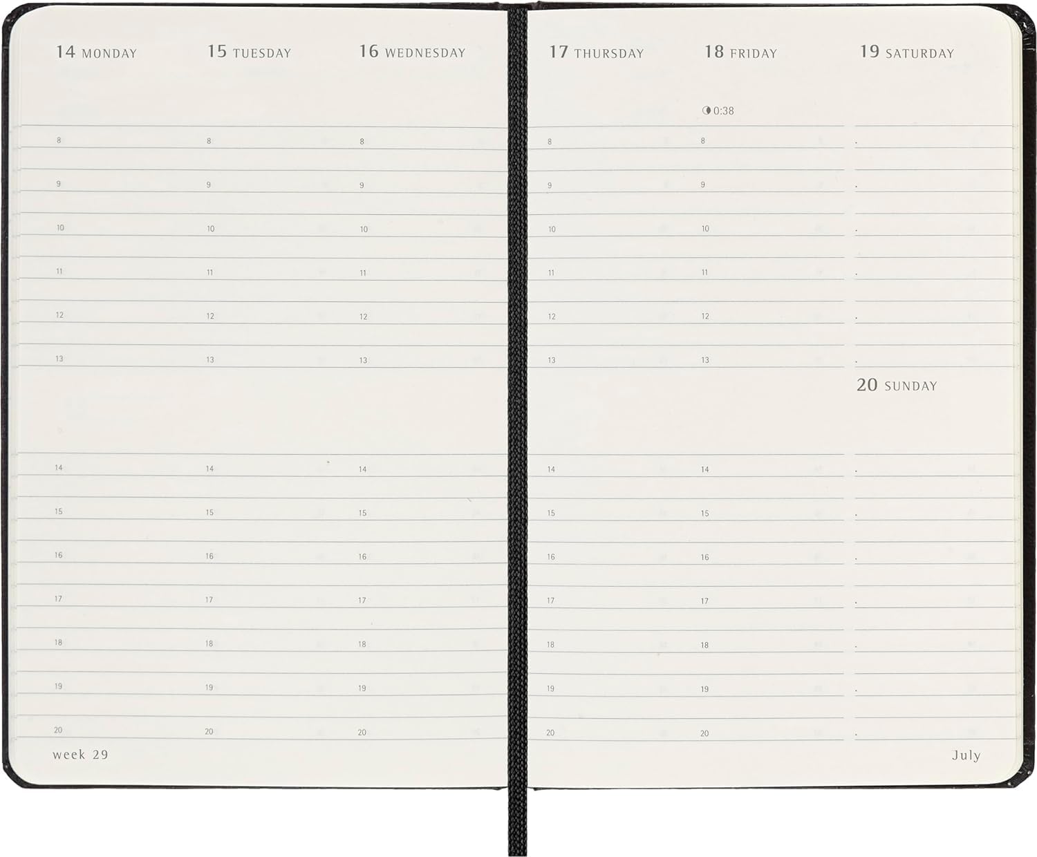 Moleskine Weekly Planner, Vertical 12-Month 2025 Agenda, HardCover and Elastic Closure, Black Color, Pocket Format 9 x14 cm