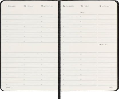 Moleskine Weekly Planner, Vertical 12-Month 2025 Agenda, HardCover and Elastic Closure, Black Color, Pocket Format 9 x14 cm