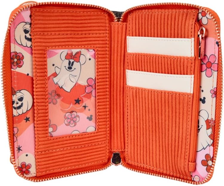 Loungefly Disney Mickey and Minnie Floral Ghost Glow Zip Around Wallet, Multicolor, Zip Around Wallet