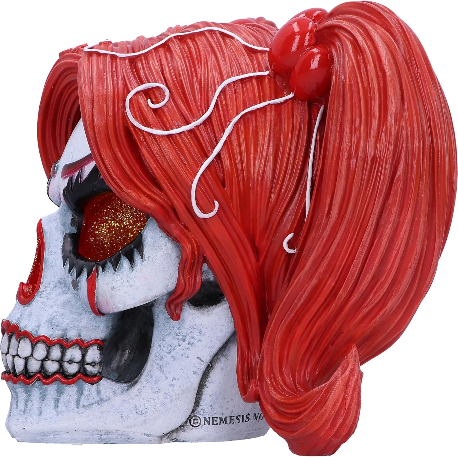 Nemesis Now Drop Dead Gorgeous Clown-Puppenschädel mit Glitzeraugen, 19 cm, aus feinstem Kunstharz, fachmännisch handbemalt