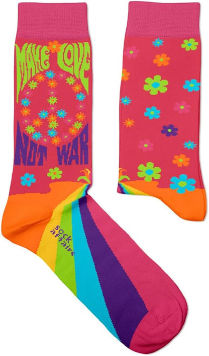 Peace & Love Socks, Hippie Accessories - Perfect present for hippie fans, Cotton Socks, Only 2 sizes, for Men and Women,4-7 and 7½-11½