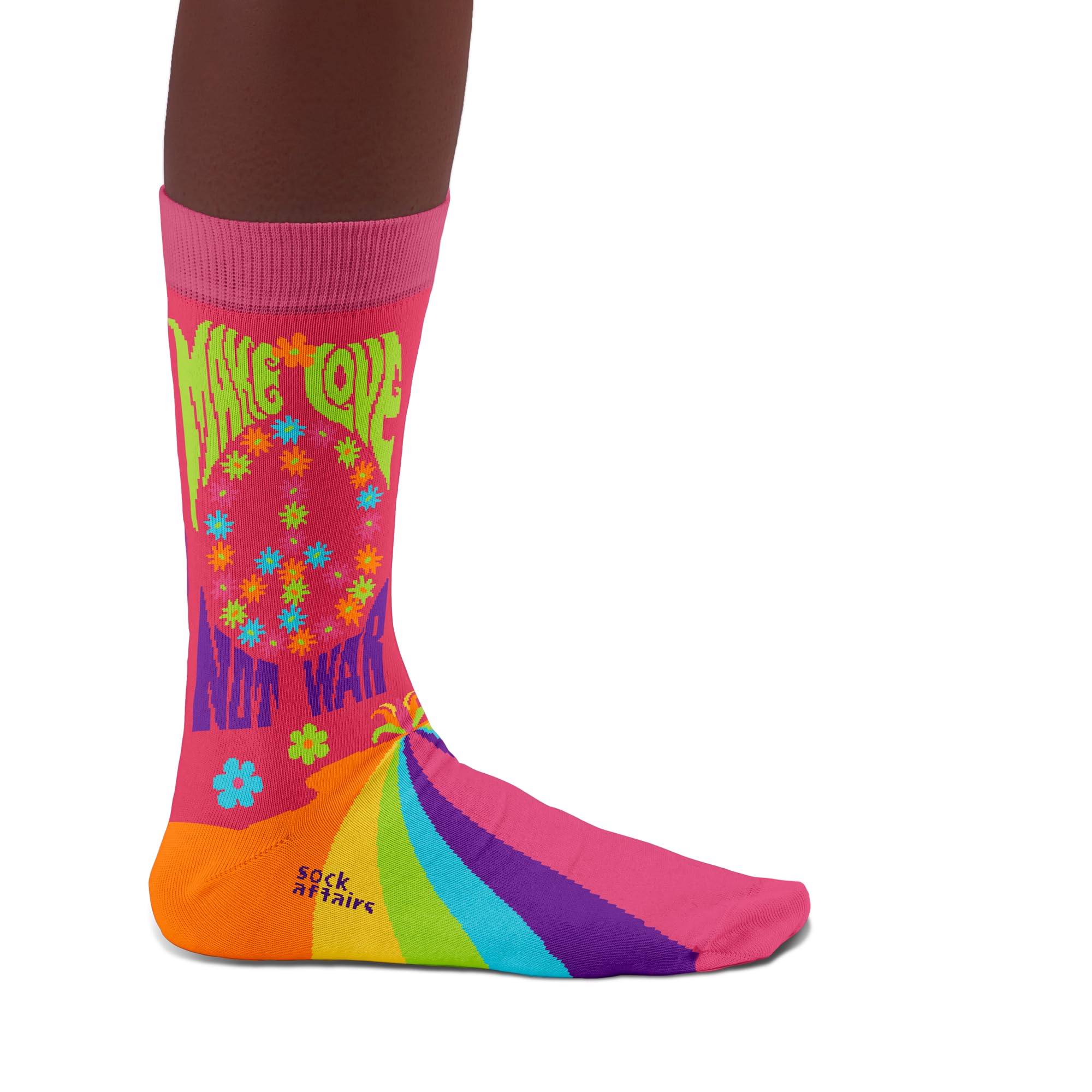 Peace & Love Socks, Hippie Accessories - Perfect present for hippie fans, Cotton Socks, Only 2 sizes, for Men and Women,4-7 and 7½-11½