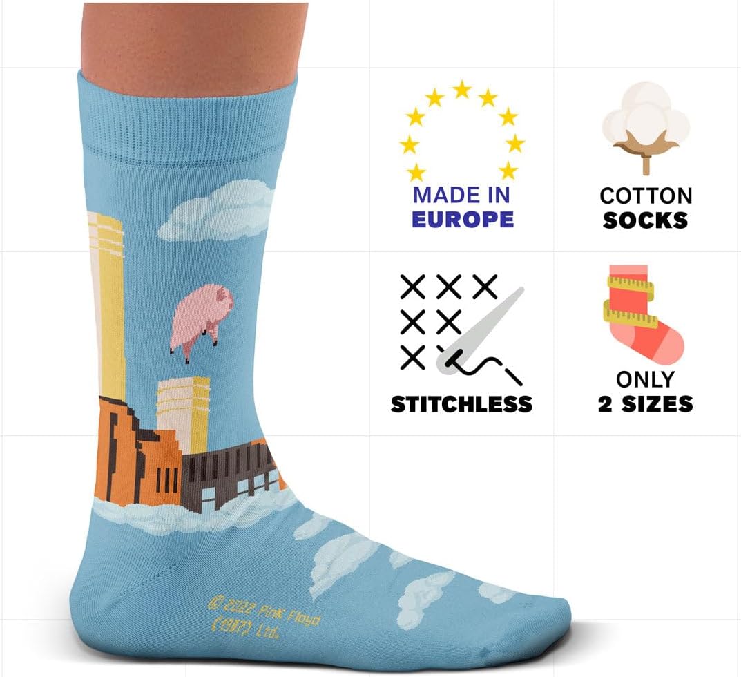 Pink Floyd Animals Socks, 50th Anniversary - Perfect Present for music lovers and fans, Cotton Socks, Only 2 Sizes, 4-7 and 7½-11½