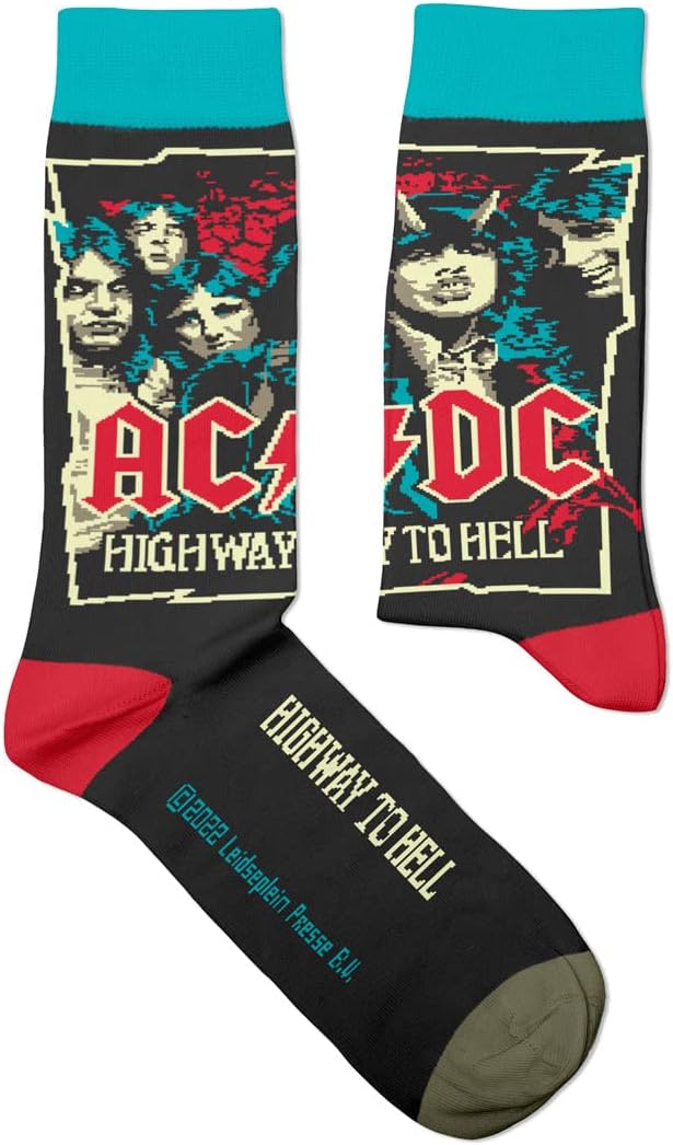 ACDC, Highway to Hell Socks - Perfect Present for rock lovers and fans, Cotton Socks, Only 2 Sizes, 4-7 and 7½-11½