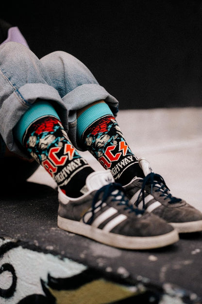 ACDC, Highway to Hell Socks - Perfect Present for rock lovers and fans, Cotton Socks, Only 2 Sizes, 4-7 and 7½-11½