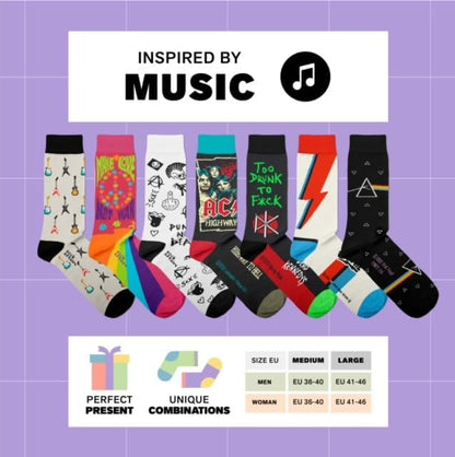 ACDC, Back in Black Socks - Perfect Present for rock lovers and fans, Cotton Socks, Only 2 Sizes, 4-7 and 7½-11½